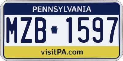 PA license plate MZB1597