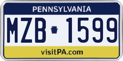 PA license plate MZB1599