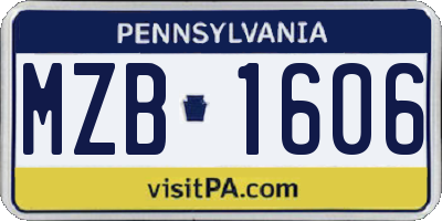 PA license plate MZB1606