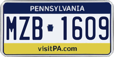 PA license plate MZB1609