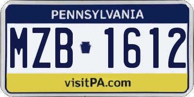 PA license plate MZB1612