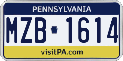 PA license plate MZB1614