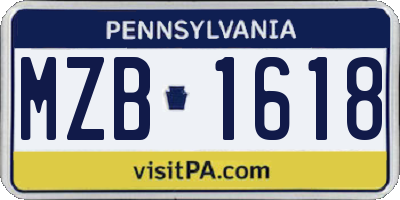 PA license plate MZB1618