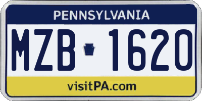 PA license plate MZB1620