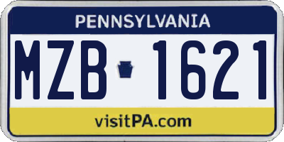 PA license plate MZB1621