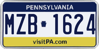 PA license plate MZB1624