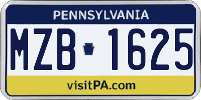 PA license plate MZB1625