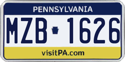 PA license plate MZB1626