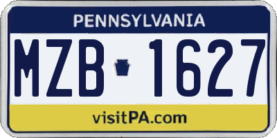 PA license plate MZB1627