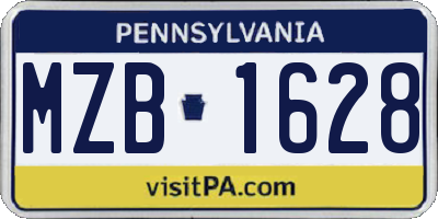 PA license plate MZB1628