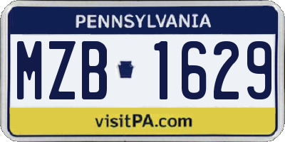 PA license plate MZB1629