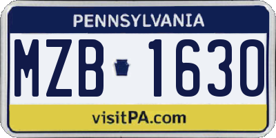 PA license plate MZB1630