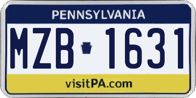 PA license plate MZB1631