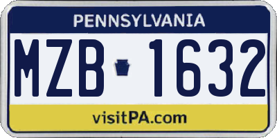 PA license plate MZB1632