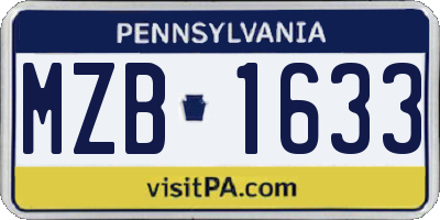 PA license plate MZB1633