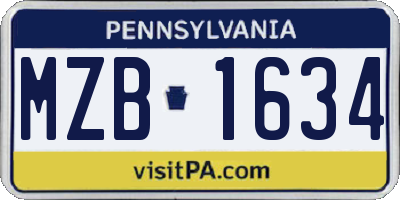 PA license plate MZB1634
