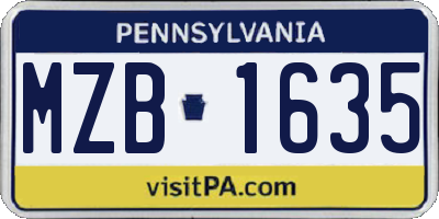 PA license plate MZB1635