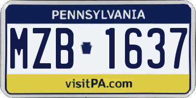 PA license plate MZB1637