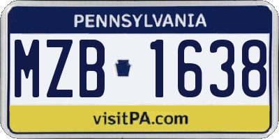PA license plate MZB1638
