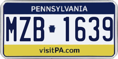 PA license plate MZB1639