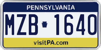 PA license plate MZB1640