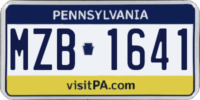 PA license plate MZB1641