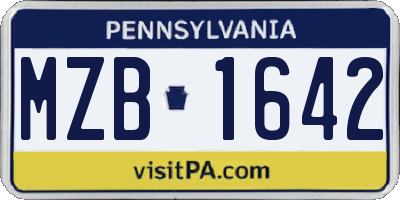 PA license plate MZB1642