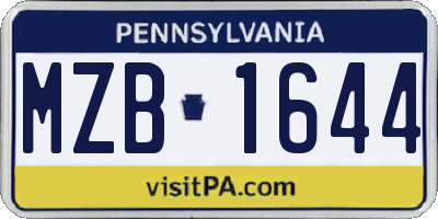 PA license plate MZB1644
