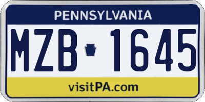 PA license plate MZB1645
