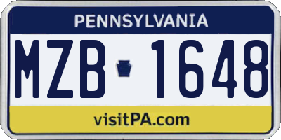 PA license plate MZB1648