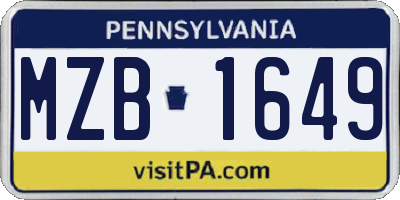 PA license plate MZB1649