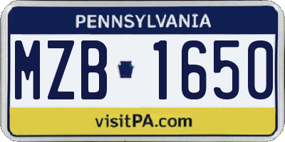 PA license plate MZB1650