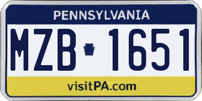 PA license plate MZB1651