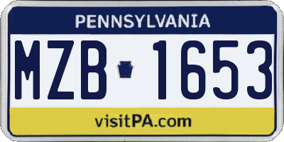 PA license plate MZB1653