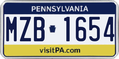 PA license plate MZB1654
