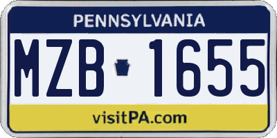 PA license plate MZB1655