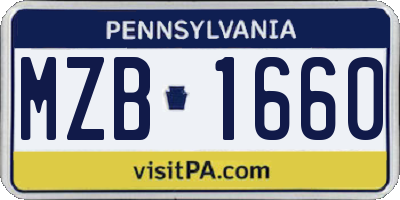 PA license plate MZB1660