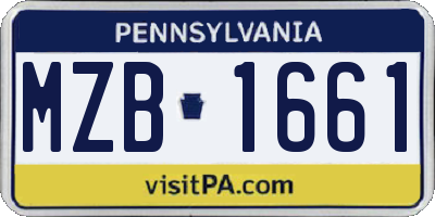 PA license plate MZB1661