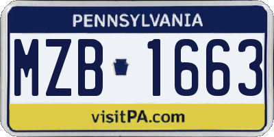 PA license plate MZB1663