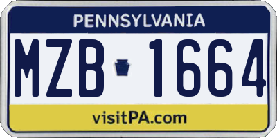 PA license plate MZB1664
