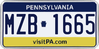 PA license plate MZB1665