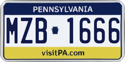 PA license plate MZB1666