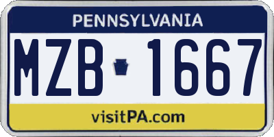 PA license plate MZB1667