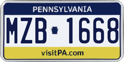 PA license plate MZB1668