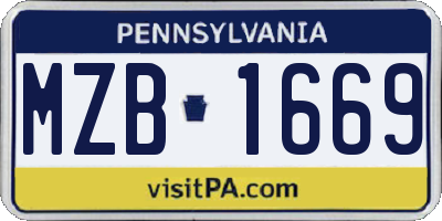 PA license plate MZB1669
