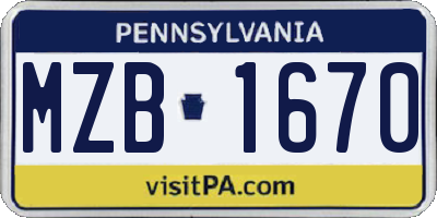 PA license plate MZB1670