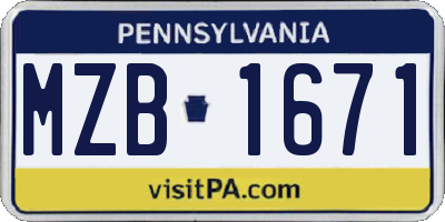 PA license plate MZB1671