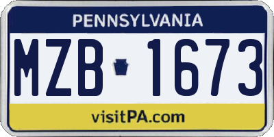 PA license plate MZB1673