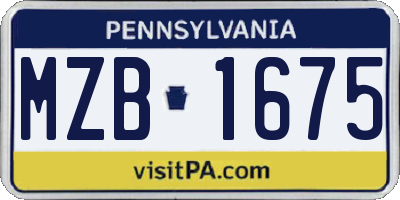PA license plate MZB1675