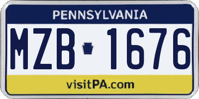 PA license plate MZB1676